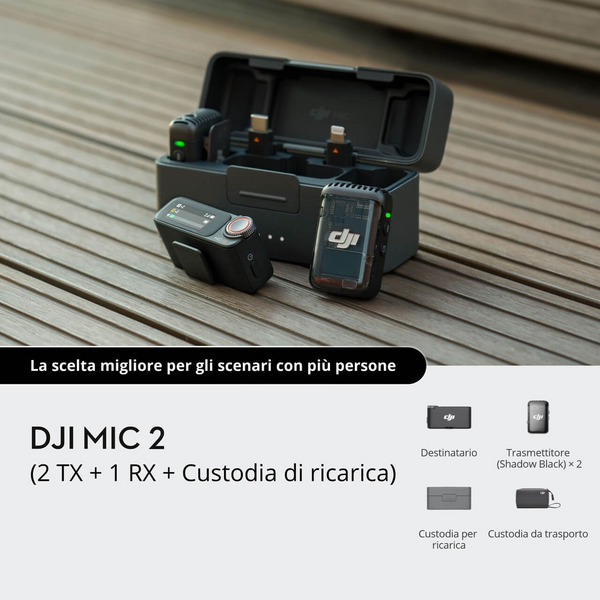 DJI Mic 2 (2 TX + 1 RX + Custodia di ricarica)
