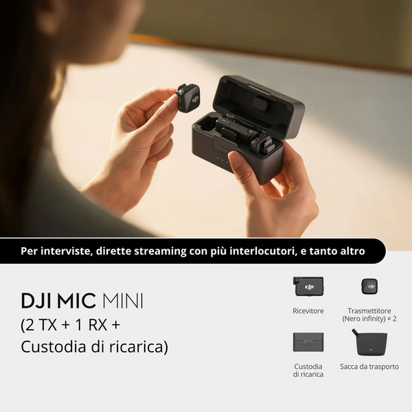 DJI Mic Mini (2 TX + 1 RX + Custodia di ricarica)