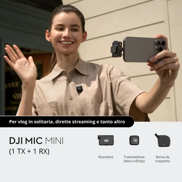 DJI Mic Mini (2 TX + 1 RX + Custodia di ricarica)